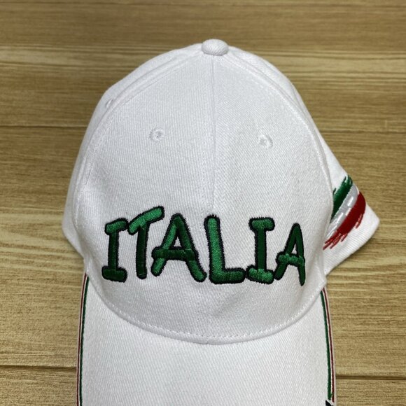 Italia Baseball Cap Embroidered Adjustable Hat Italia Soccer White - Picture 3 of 12